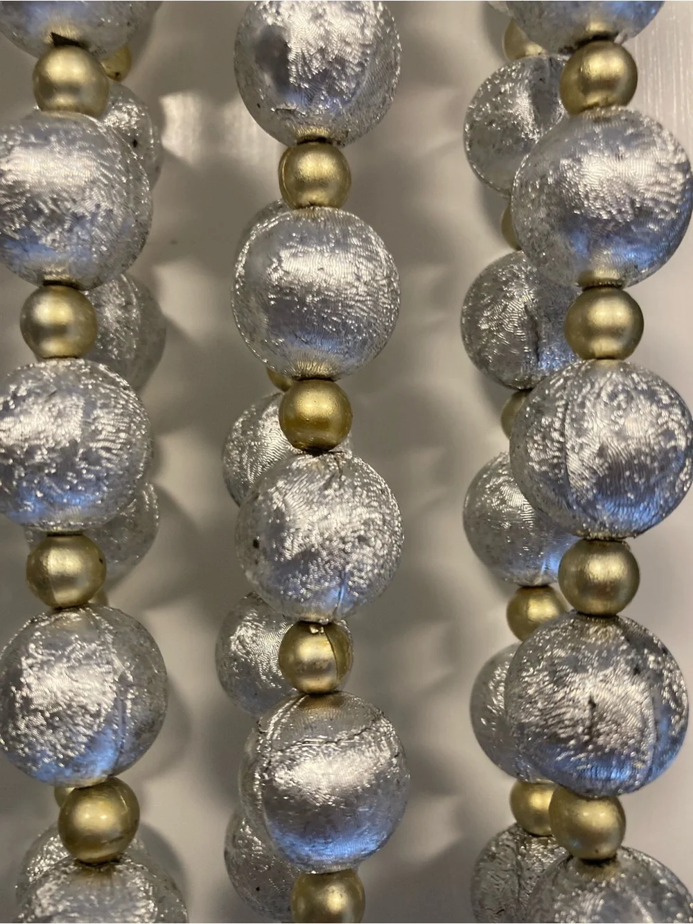 NWT Santa’s Best Vintage Silver and Gold Bead Garland - 9 feet long